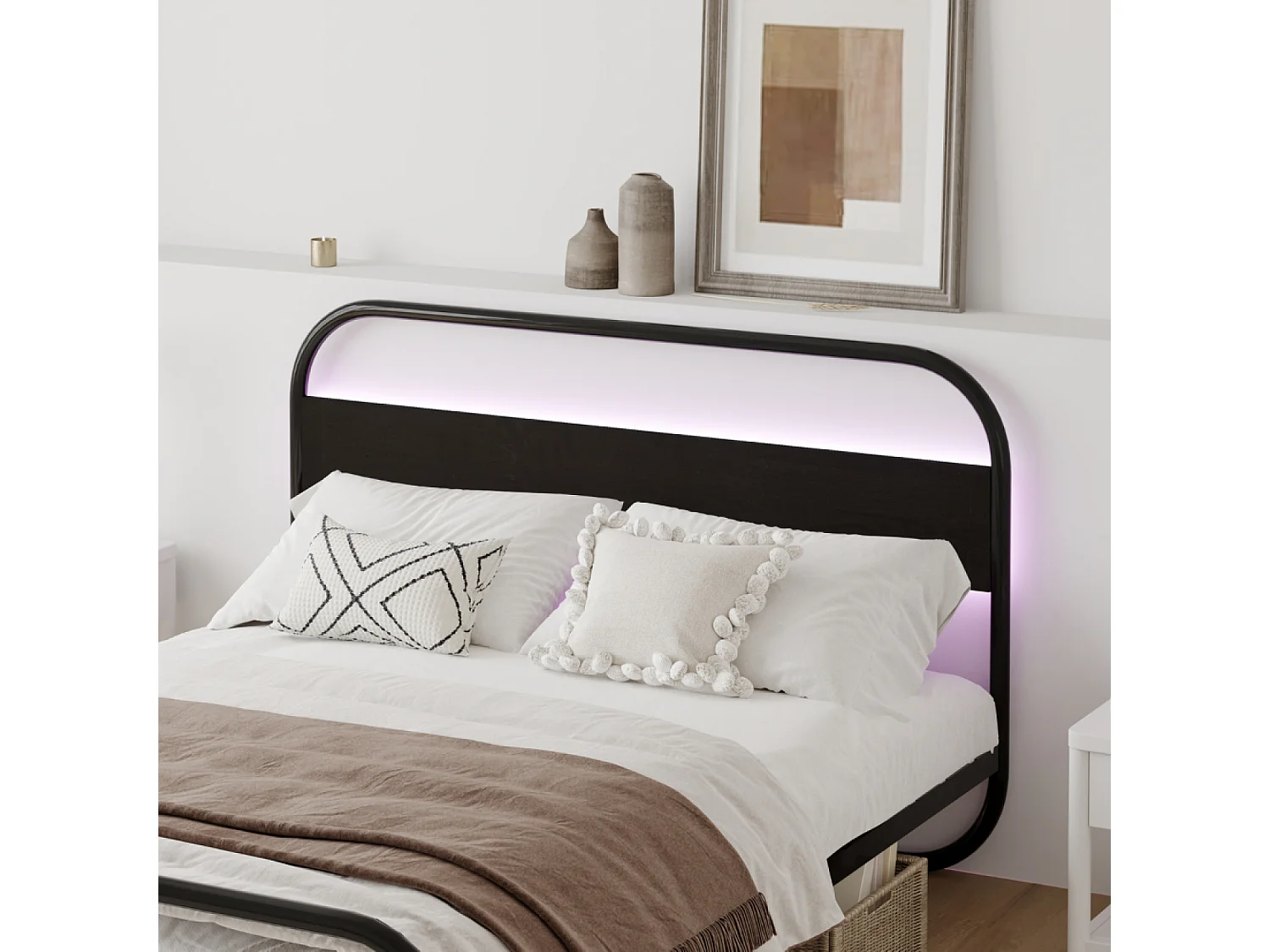 Verlicht LED Metalen Bed 160x200cm Zwart Eigentijds met LED