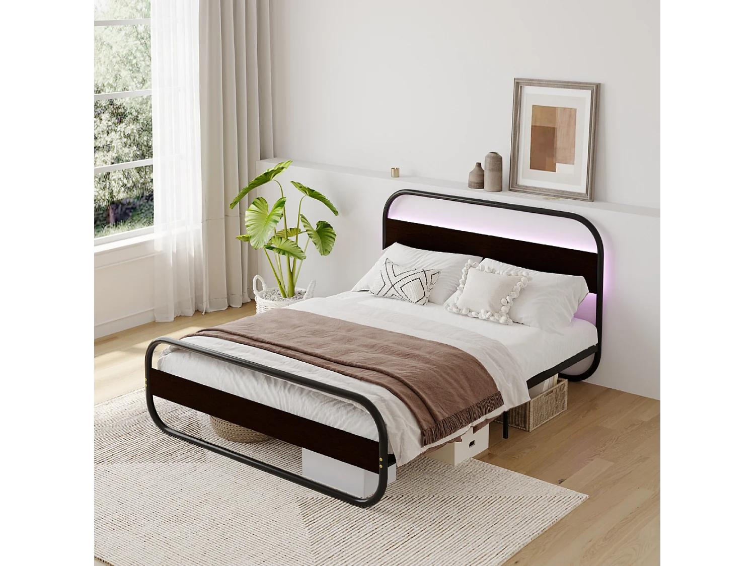 Cama metálica LED 160 cm LEED