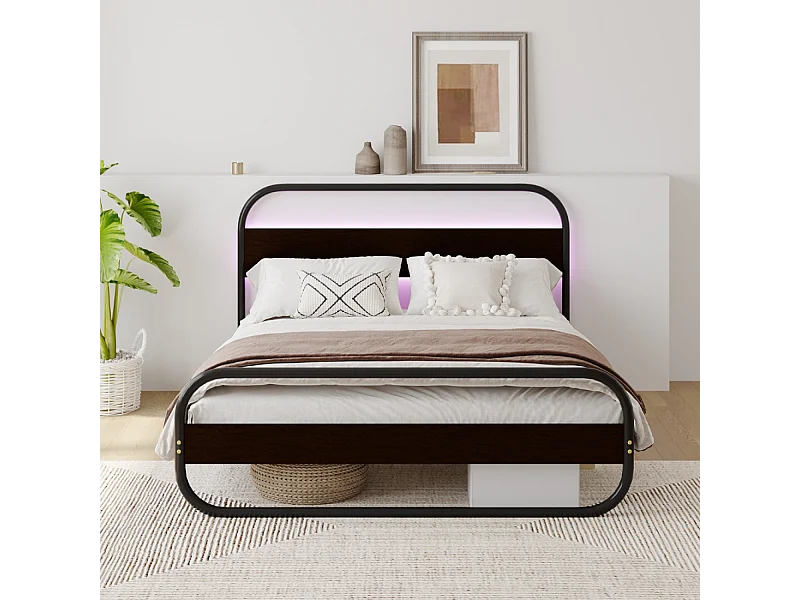 Cama metálica LED 160 cm LEED