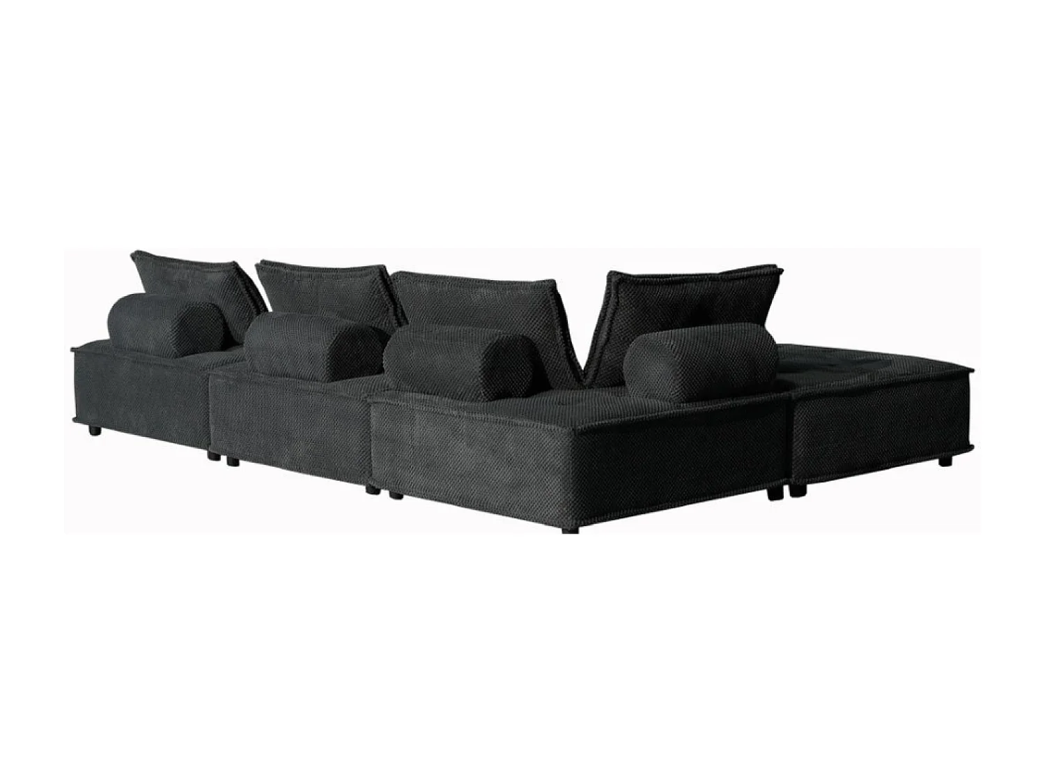 Hoekbank met 4 zitplaatsen in donkergrijs fluweel - Comfort en elegantie voor uw woonkamer