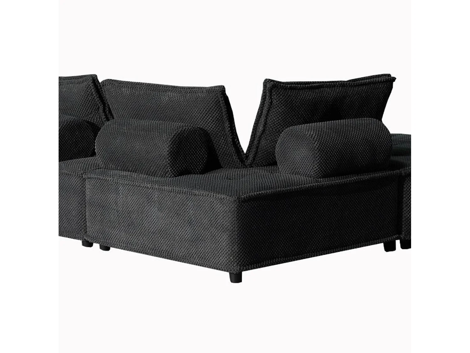 Hoekbank met 4 zitplaatsen in donkergrijs fluweel - Comfort en elegantie voor uw woonkamer