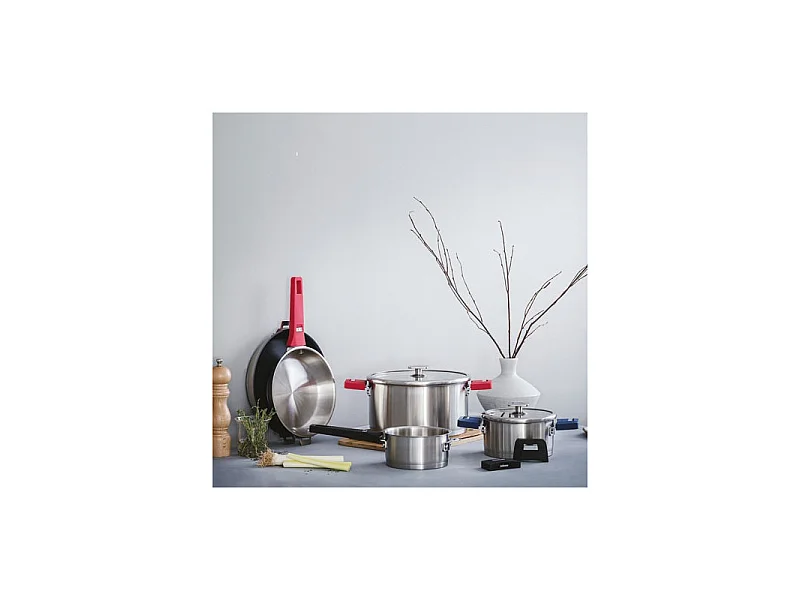Poêle inox 24 cm avec manche amovible et système Click & Lock - Collection COMBI de LACOR