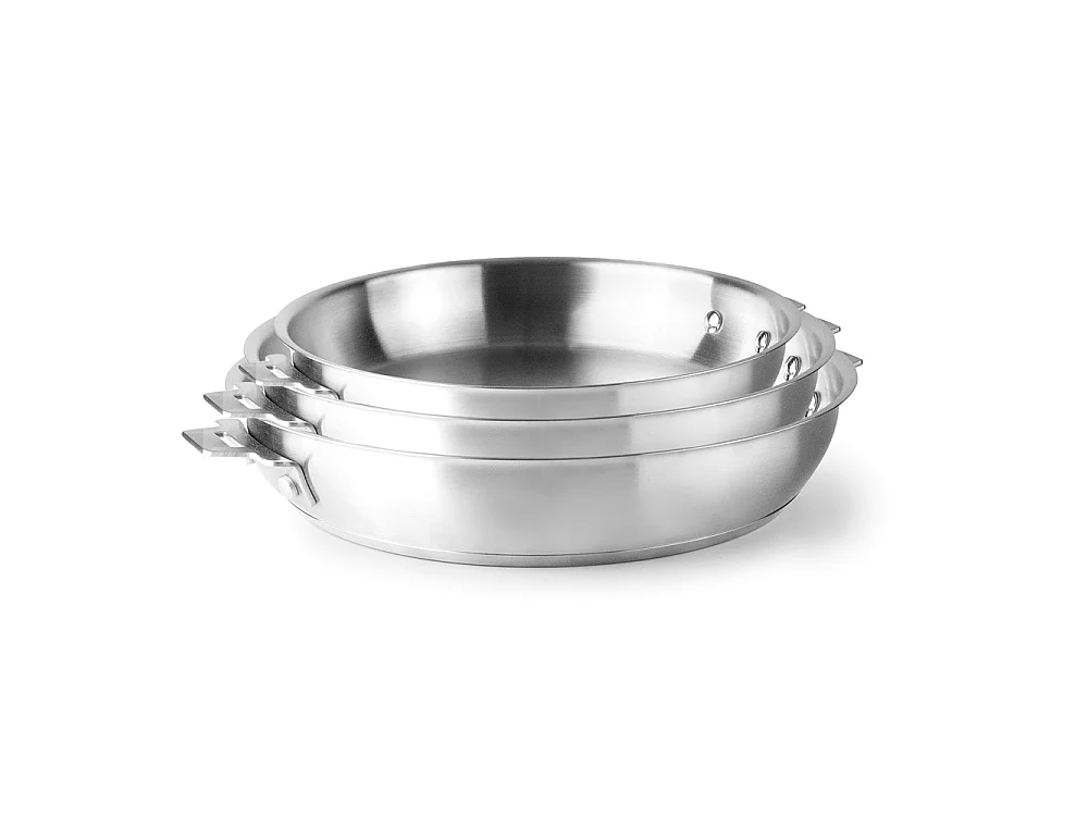 Poêle inox 24 cm avec manche amovible et système Click & Lock - Collection COMBI de LACOR