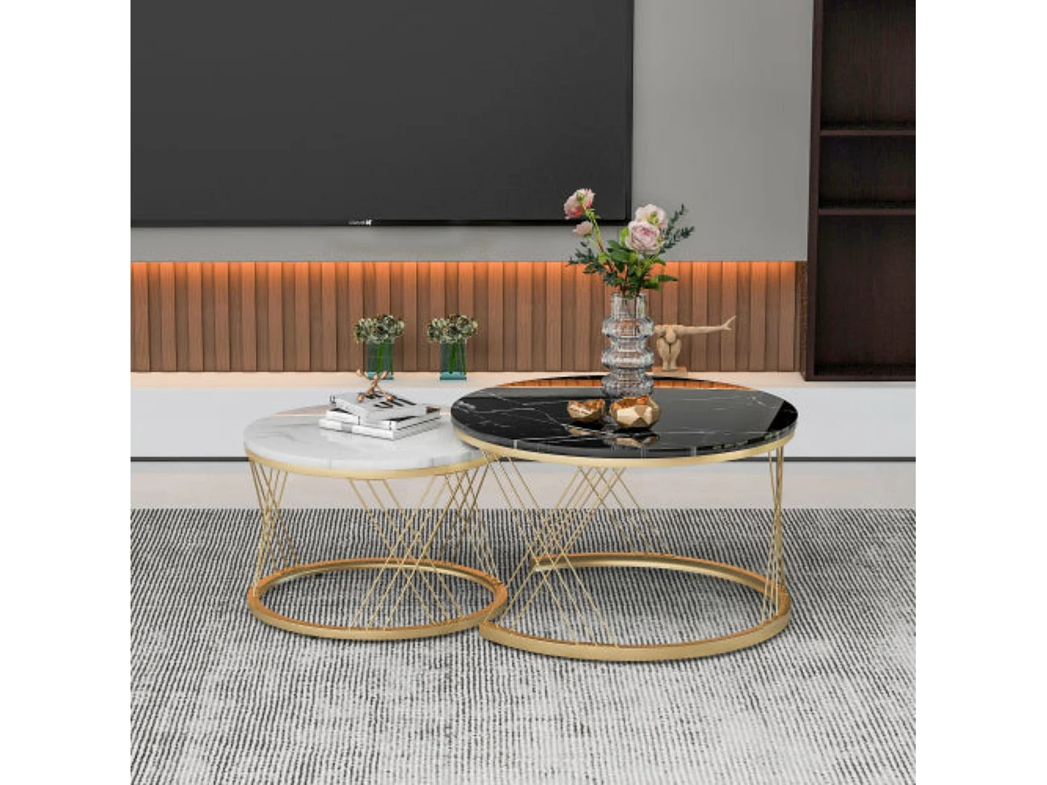 Tables de salon imbriquées modernes,dorées,d70 cm x h45 cm