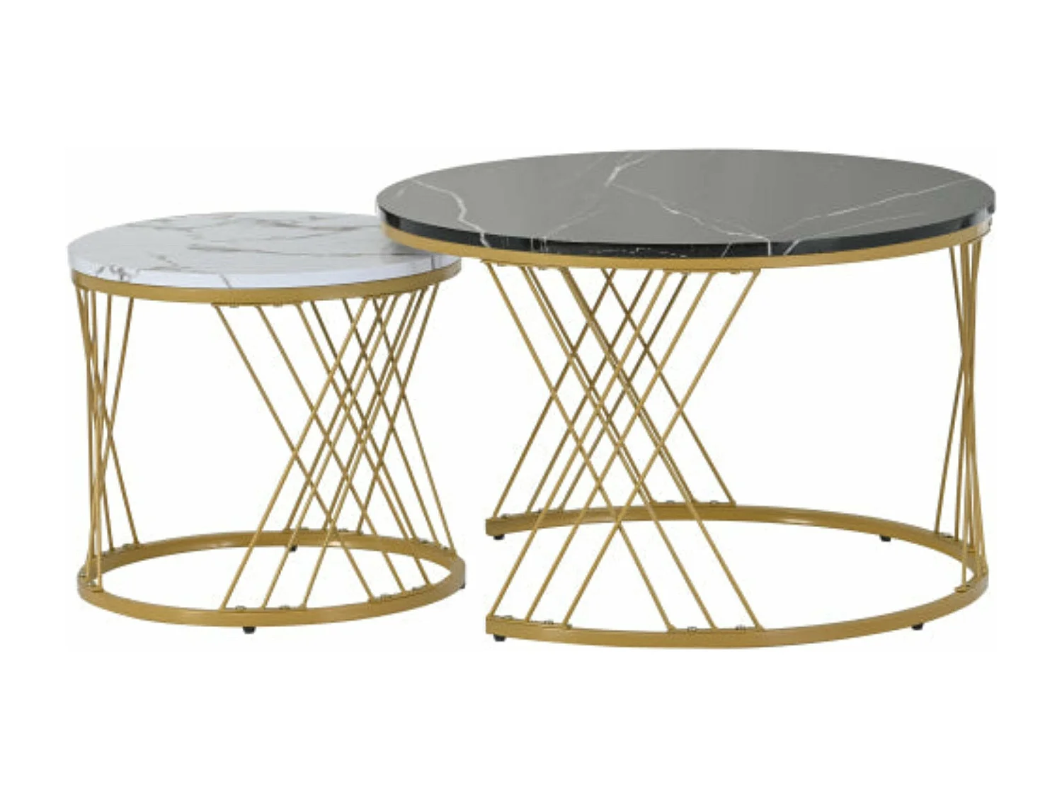 Tables de salon imbriquées modernes,dorées,d70 cm x h45 cm