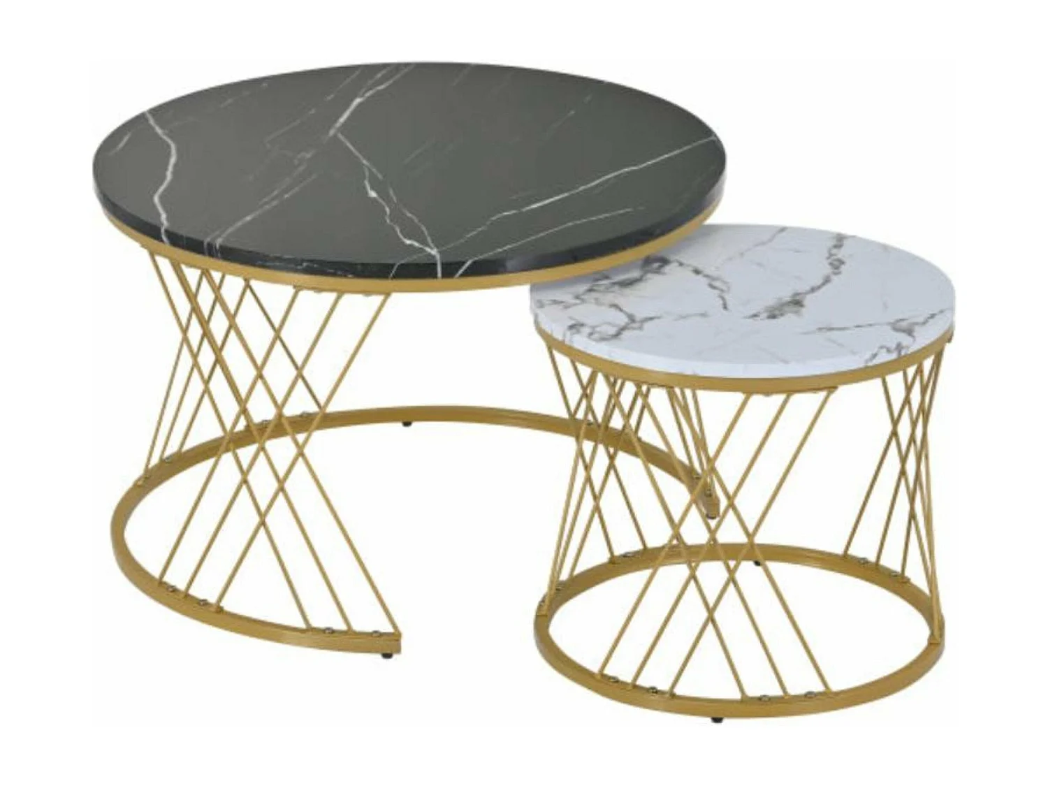 Tables de salon imbriquées modernes,dorées,d70 cm x h45 cm