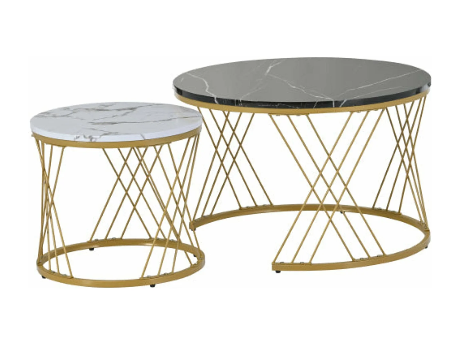 Tables de salon imbriquées modernes,dorées,d70 cm x h45 cm