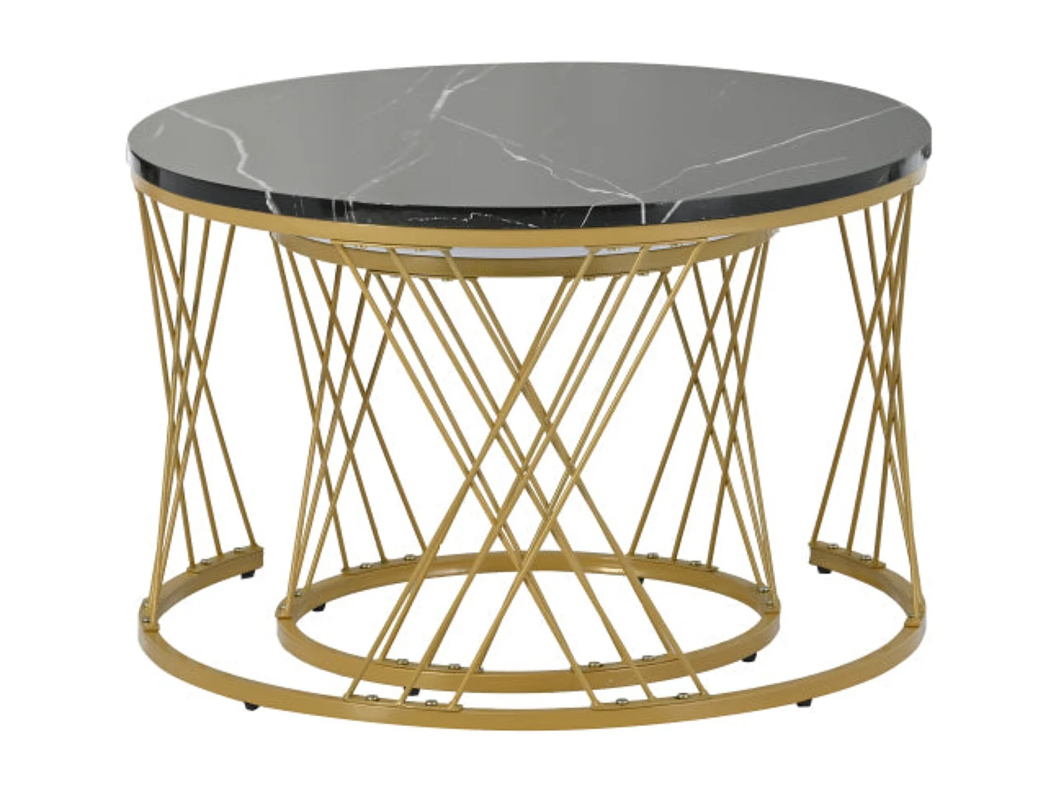 Tables de salon imbriquées modernes,dorées,d70 cm x h45 cm