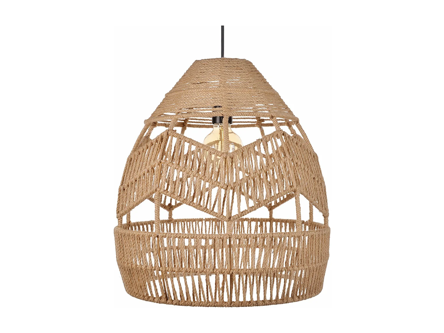 Kronleuchter aus natürlichem rattan für wohnzimmer, schlafzimmer und kücheninsel schwarz d35x h45cm