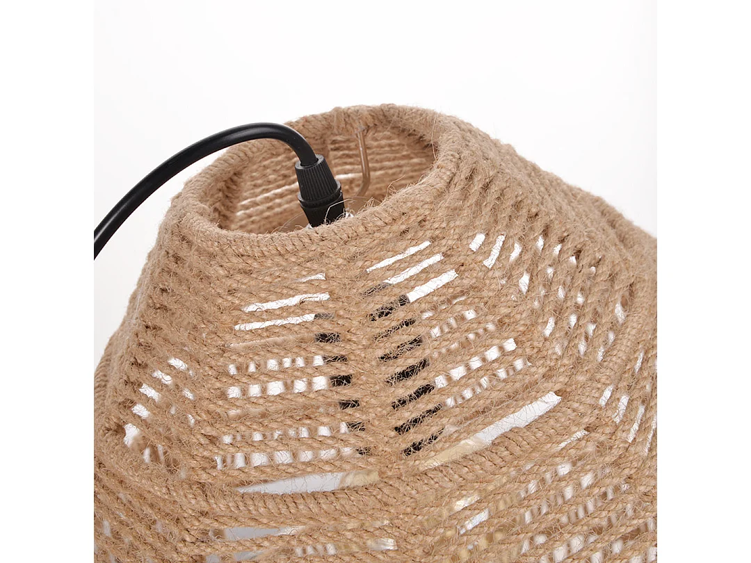 Kronleuchter aus natürlichem rattan für wohnzimmer, schlafzimmer und kücheninsel schwarz d35x h45cm