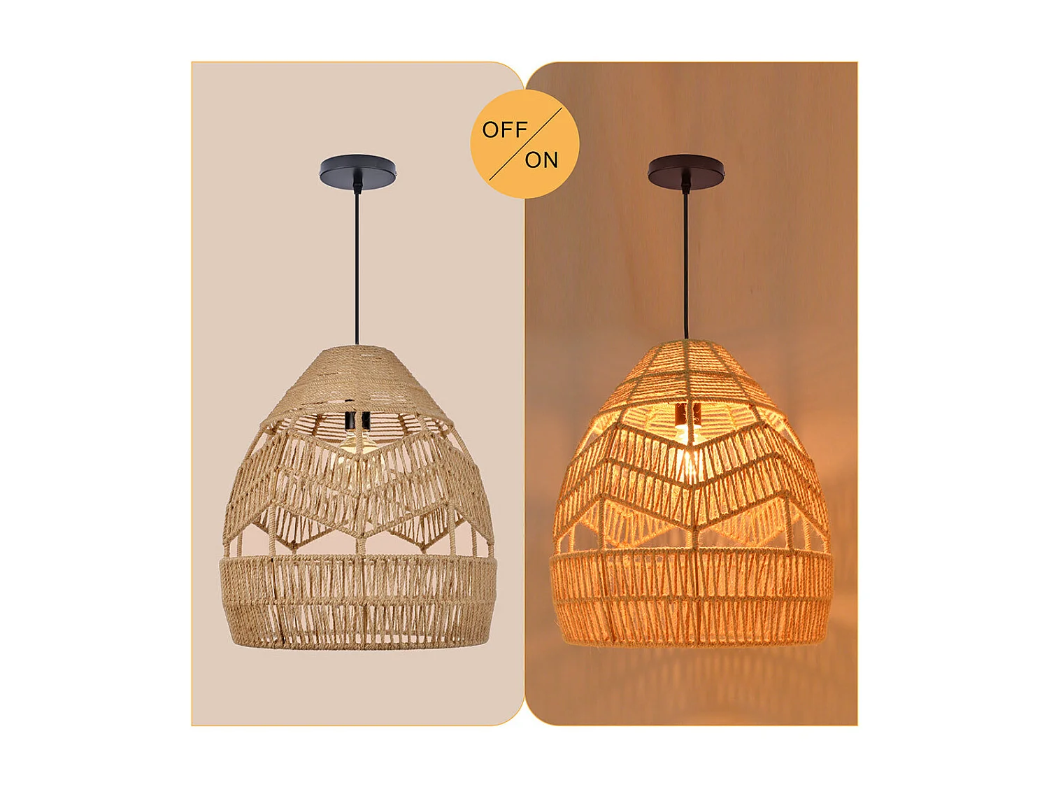 Kronleuchter aus natürlichem rattan für wohnzimmer, schlafzimmer und kücheninsel schwarz d35x h45cm