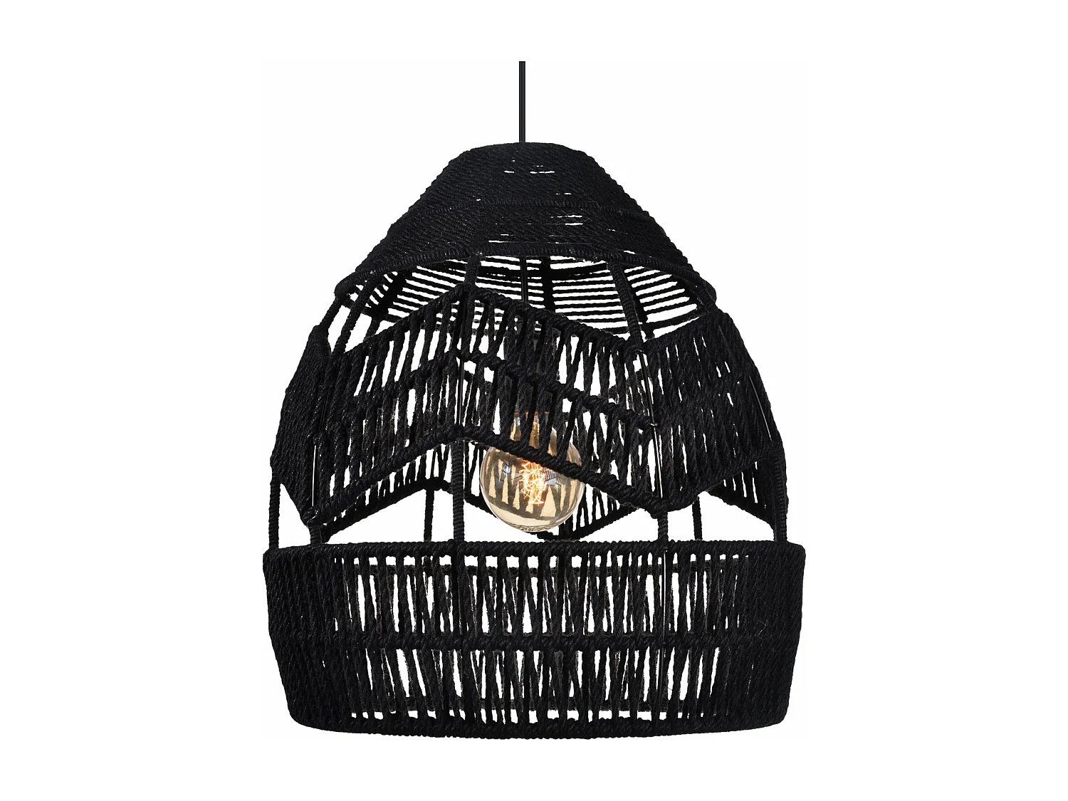 Kronleuchter aus natürlichem rattan für wohnzimmer, schlafzimmer und kücheninsel schwarz d35x h45cm