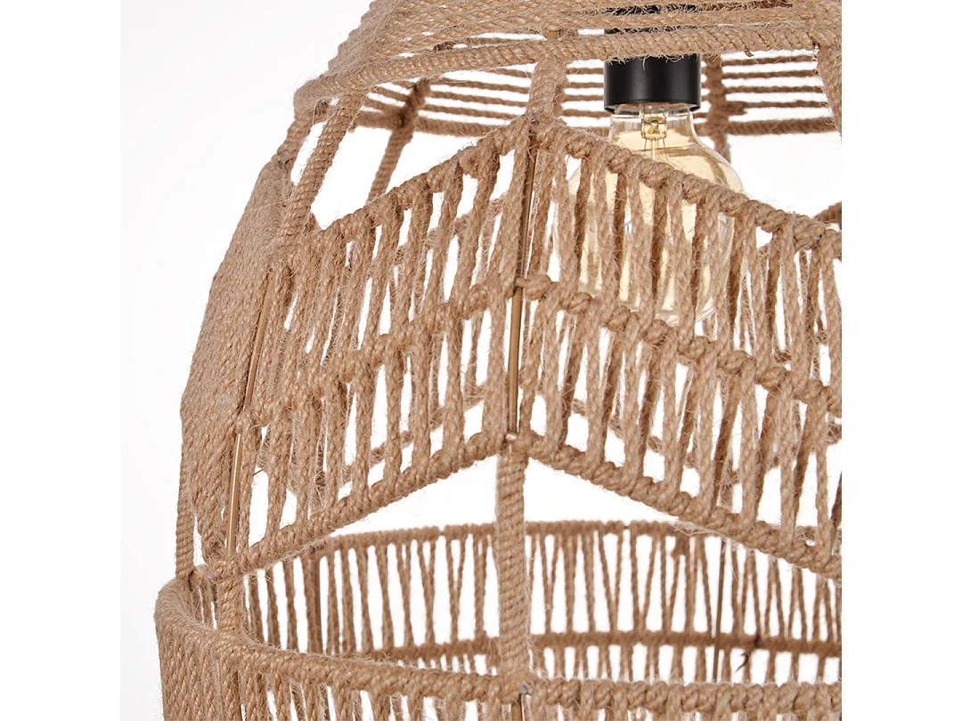 Kronleuchter aus natürlichem rattan für wohnzimmer, schlafzimmer und kücheninsel schwarz d35x h45cm