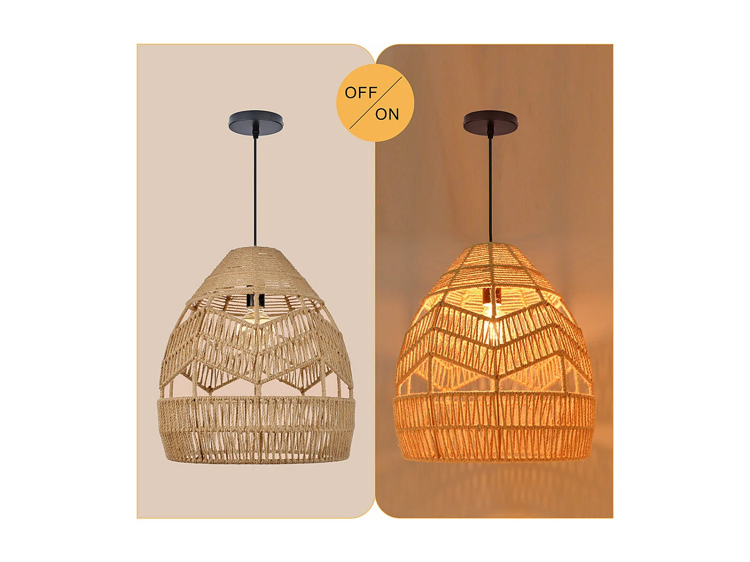 Kronleuchter aus natürlichem rattan für wohnzimmer, schlafzimmer und kücheninsel schwarz d35x h45cm