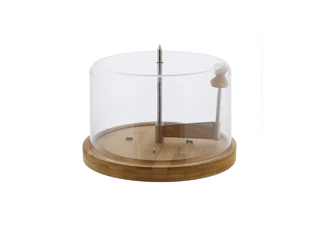 Fraiseur à fromage en bambou et cloche en plastique - Marron - D 22 cm