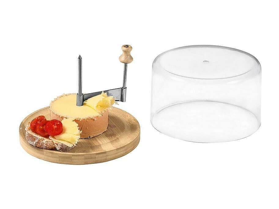 Fraiseur à fromage en bambou et cloche en plastique - Marron - D 22 cm