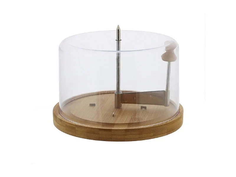 Fraiseur à fromage en bambou et cloche en plastique - Marron - D 22 cm