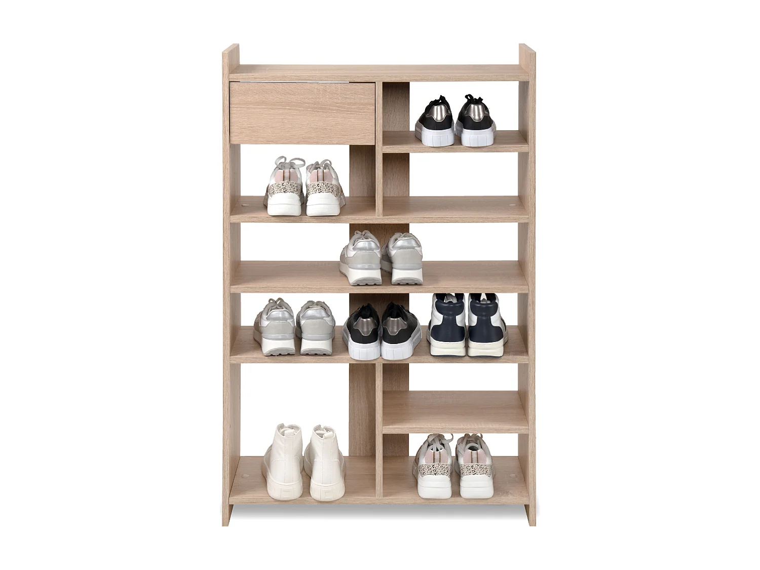 Armoire à chaussures 8 niches ouvertes et 1 tiroir H109 cm - MÜNSTER