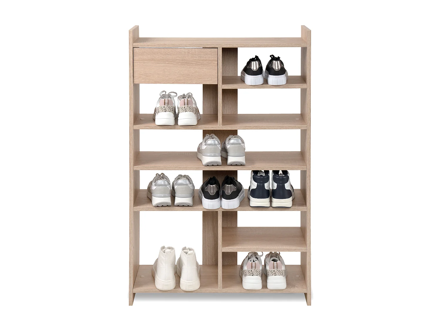 Armoire à chaussures 8 niches ouvertes et 1 tiroir H109 cm - MÜNSTER