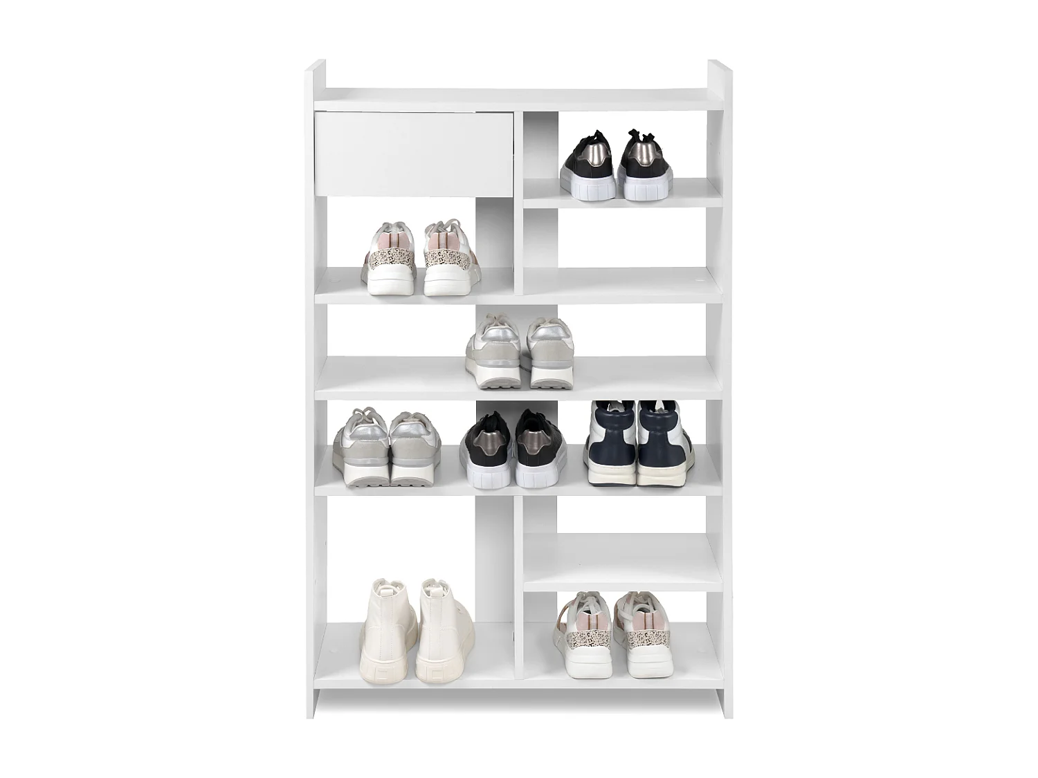 Armoire à chaussures 8 niches ouvertes et 1 tiroir H109 cm - MÜNSTER