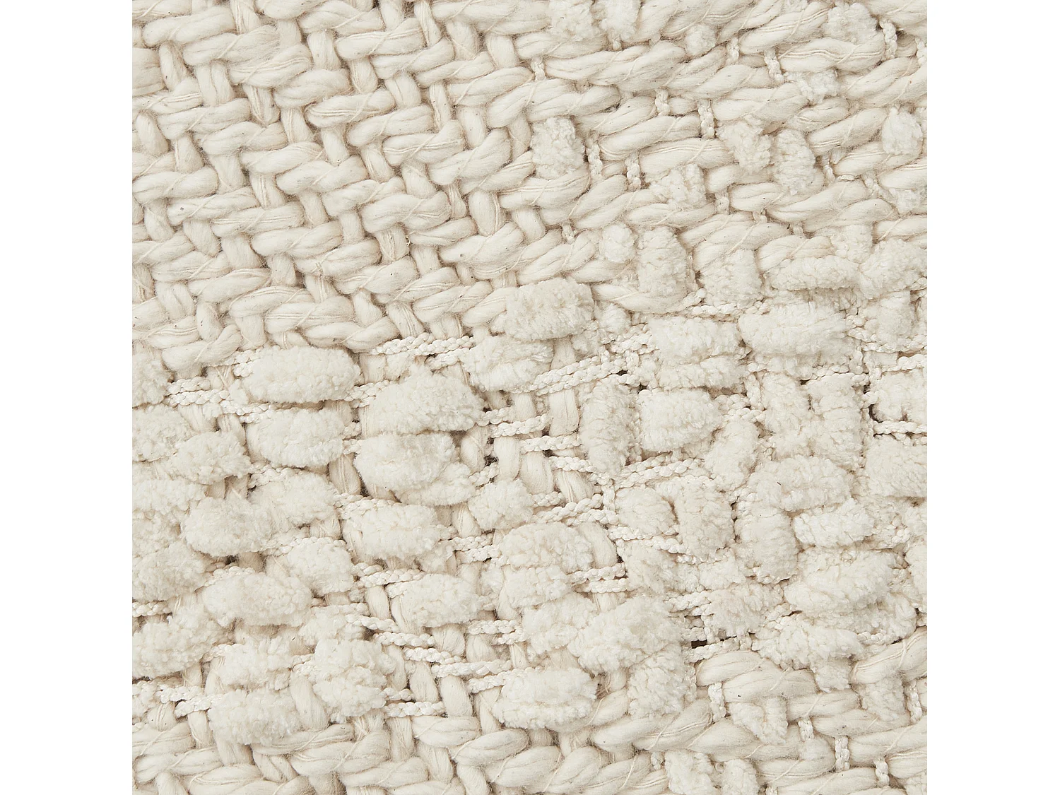 Decke Baumwolle gestrickt creme weiß mit Quasten 220 x 240 cm Kuscheldecke Vella