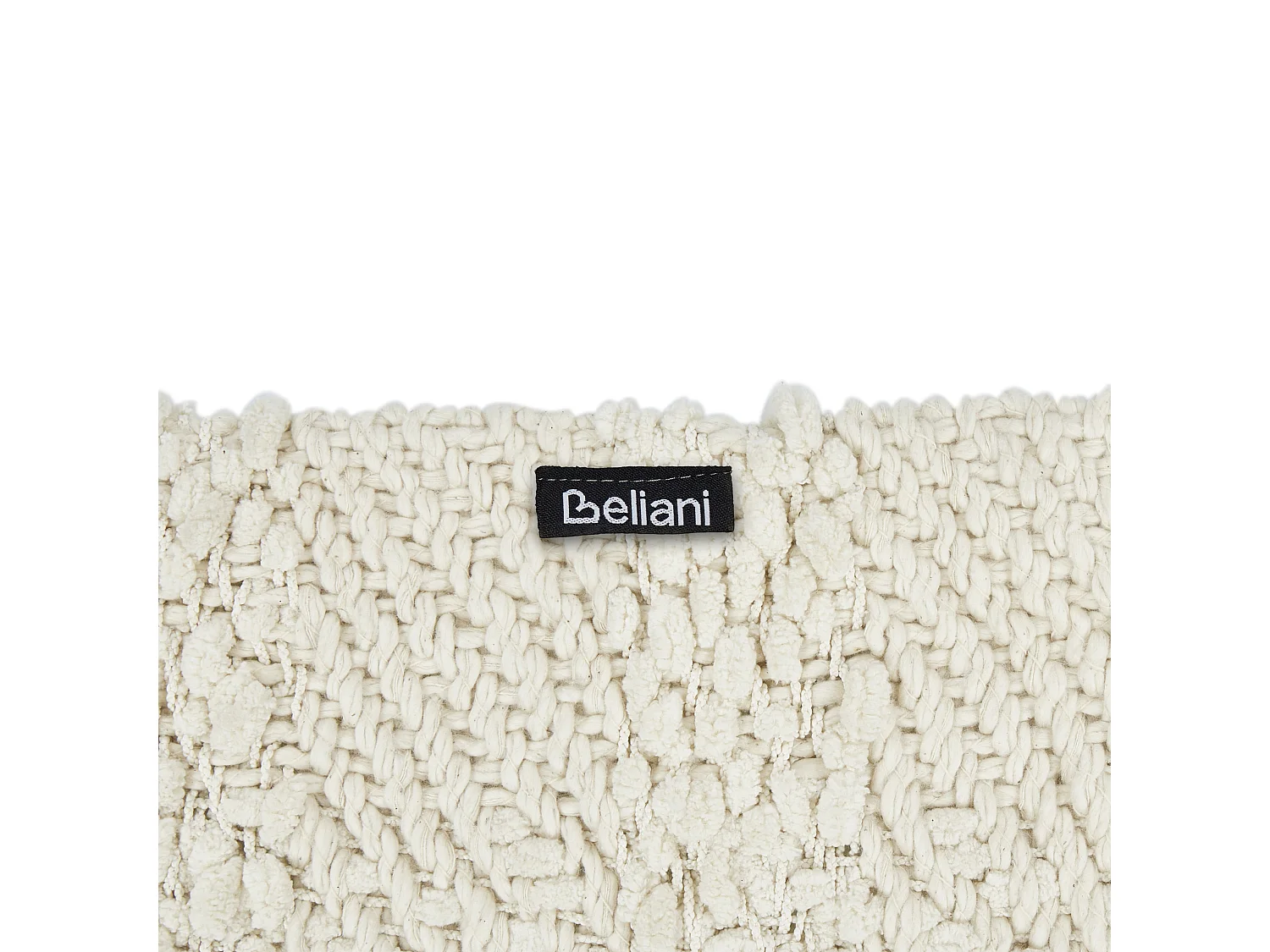 Decke Baumwolle gestrickt creme weiß mit Quasten 220 x 240 cm Kuscheldecke Vella