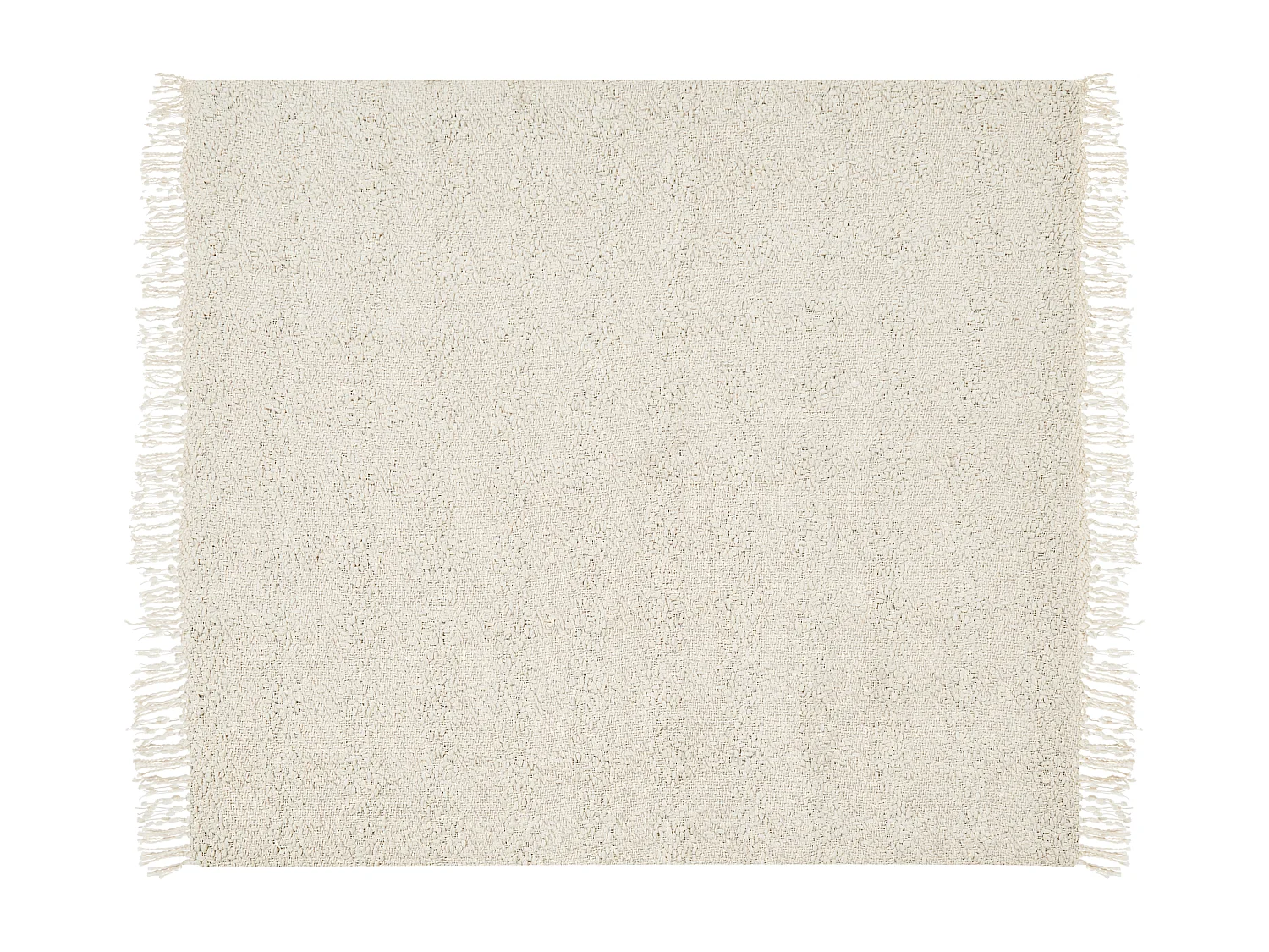 Decke Baumwolle gestrickt creme weiß mit Quasten 220 x 240 cm Kuscheldecke Vella