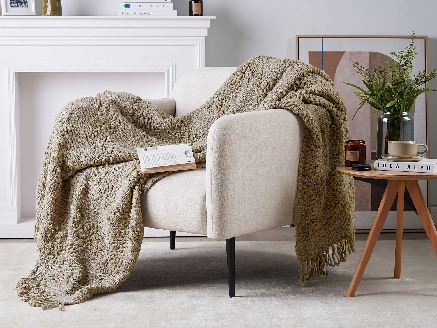 Manta VELLA Algodón 150 x 200 cm Gris pardo