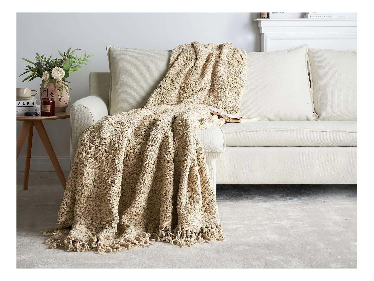 Coperta VELLA Cotone 190 x 230 cm Beige