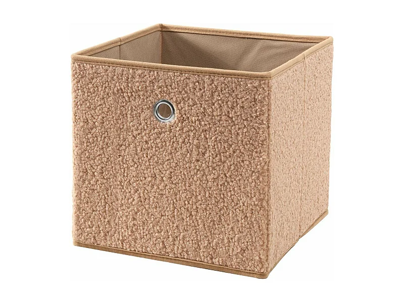 Faltbarer Würfel aus Bouclé-Stoff in Beige - H27 cm