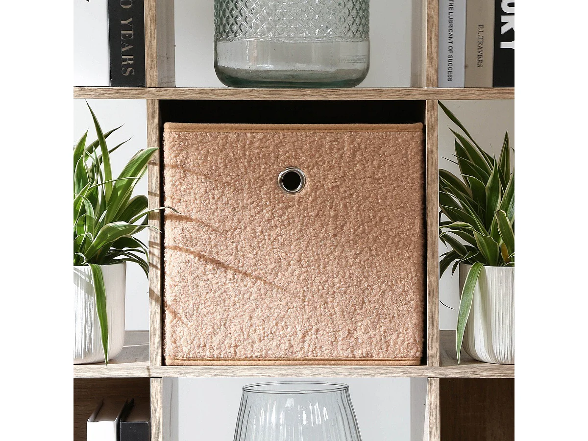 Cubo pieghevole in tessuto bouclé beige - H27 cm