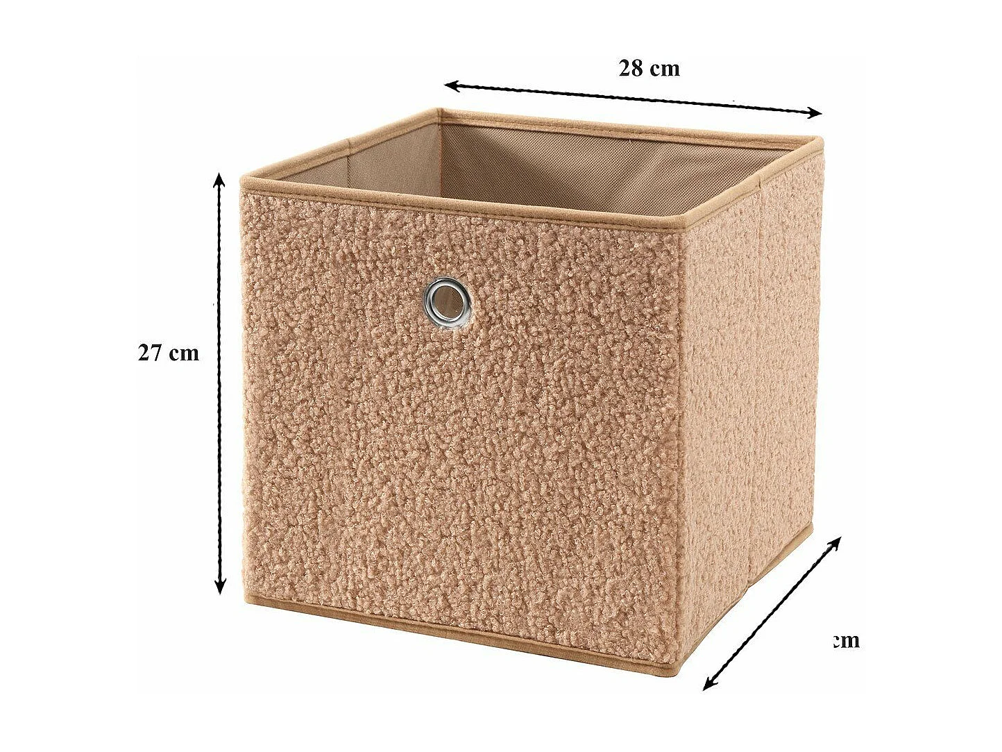 Cubo pieghevole in tessuto bouclé beige - H27 cm