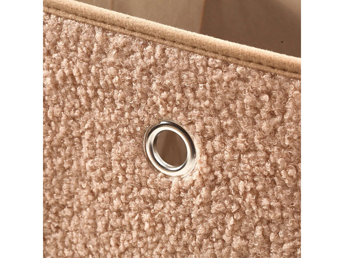 Cubo pieghevole in tessuto bouclé beige - H27 cm