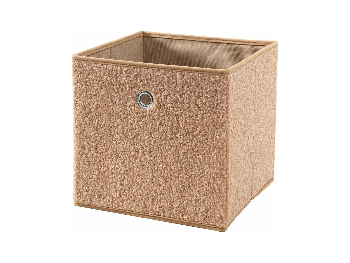 Opvouwbare kubus van bouclé-stof in beige - H27 cm