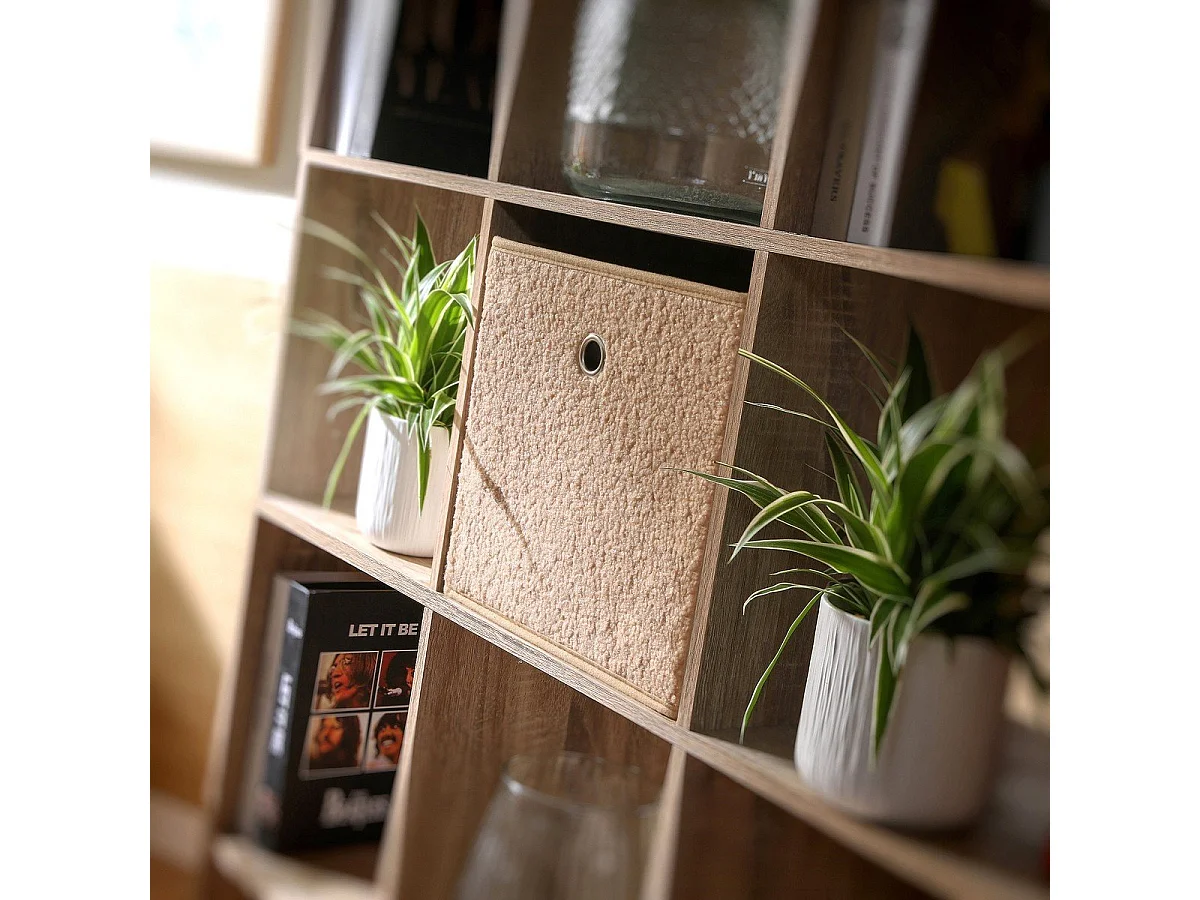 Opvouwbare kubus van bouclé-stof in beige - H27 cm