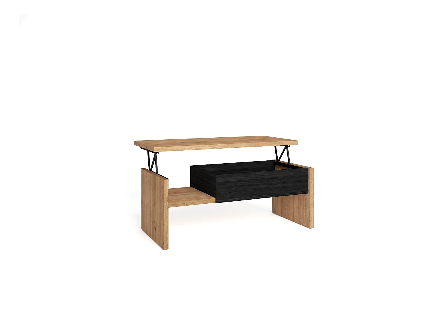 Koffietafel, Salontafel, 110x50x45cm, Woonkamertafel, Eiken/Zwart