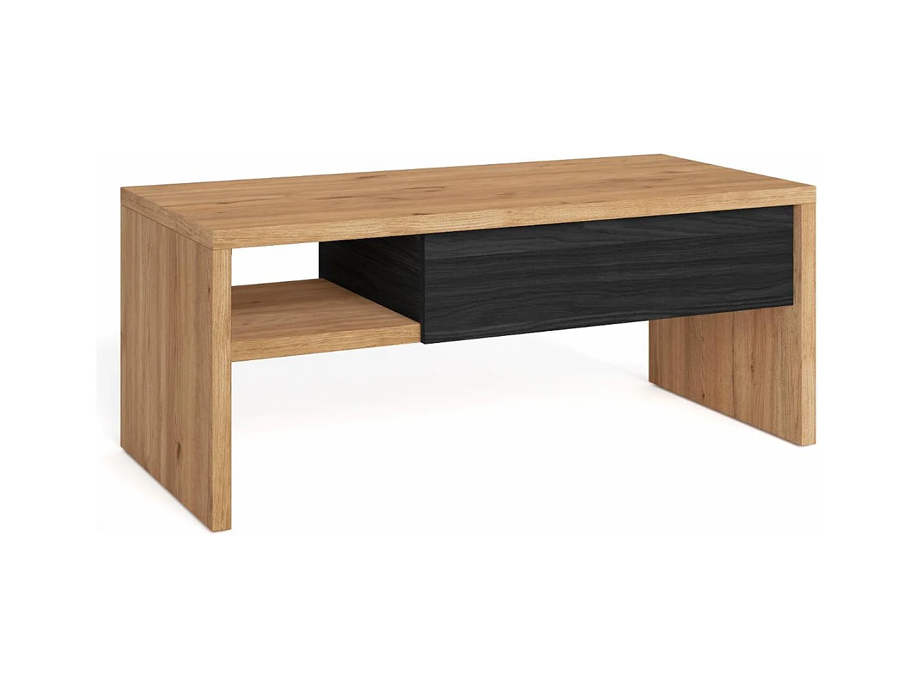 Koffietafel, Salontafel, 110x50x45cm, Woonkamertafel, Eiken/Zwart
