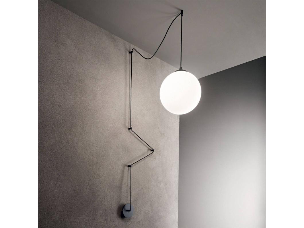 Ideal Lux Boa - Sospensione a soffitto a 1 globo di luce nera, E27