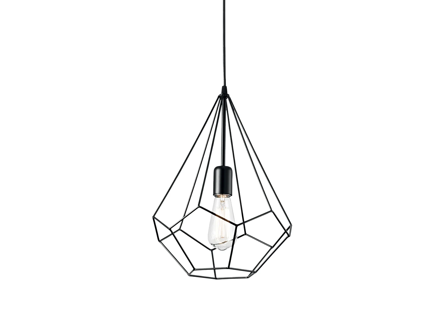 Sospensione con cornice in filo decorativo bianco, E27