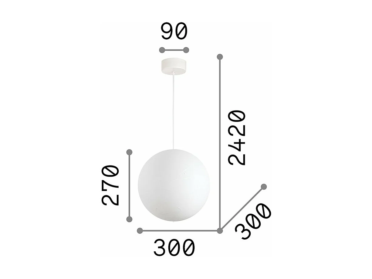 Ideal Lux CARTA - Indoor Globe Deckenpendelleuchte 1 Hellweiß, E27