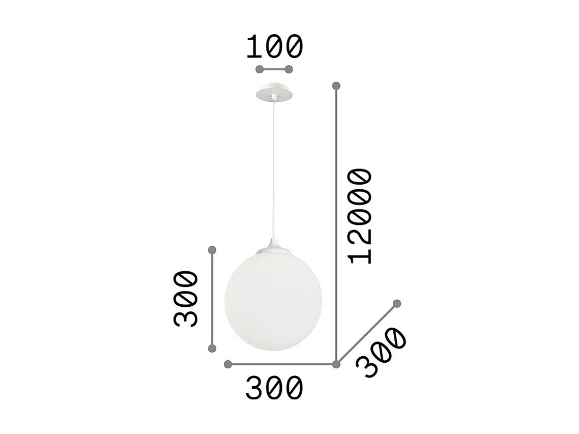 Ideal Lux Boa - 1 licht Globe Deckenanhänger Weiß, E27