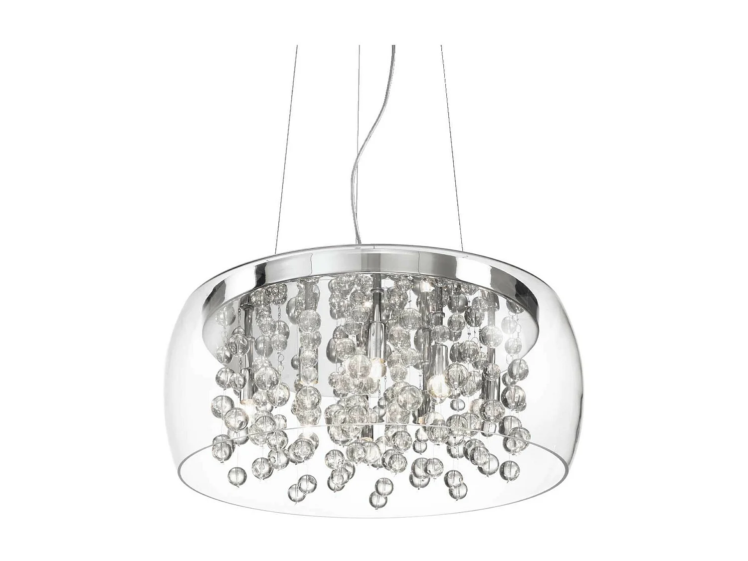 Ideal Lux Audi-80 - 8 leichte große geblasene Glasblasen Deckenanhänger Chrom, G9