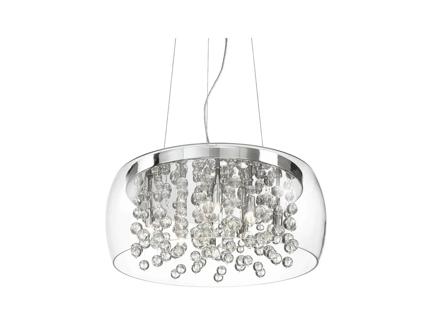 Ideal Lux Audi-80 Grand luminaire suspendu de plafond à 8 ampoules en verre soufflé, chrome, G9