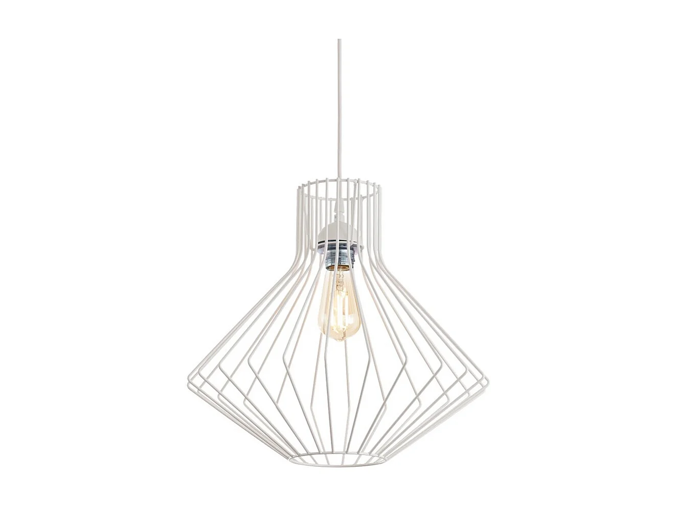 Sospensione con cornice in filo decorativo bianco, E27