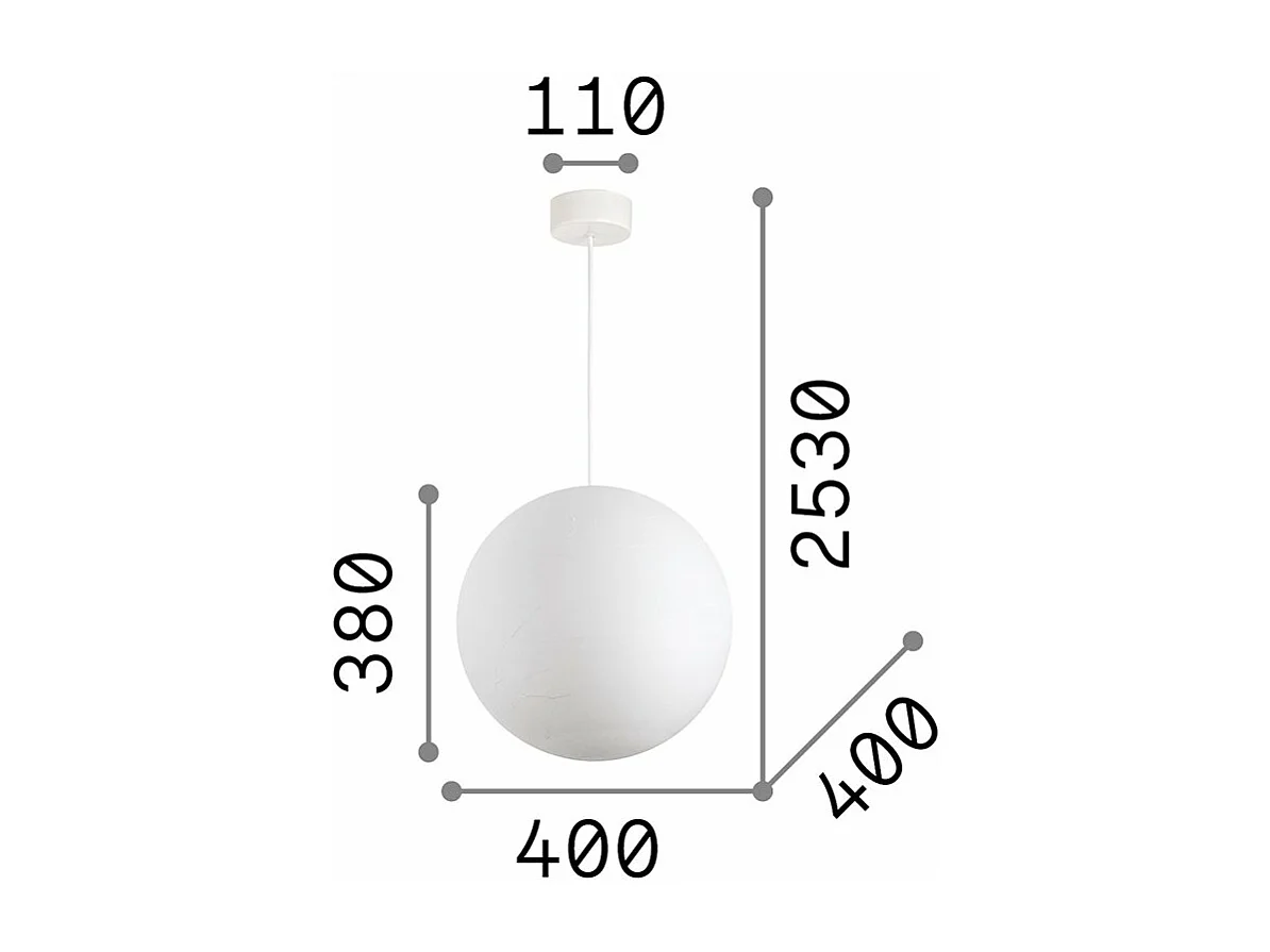 Ideal Lux CARTA Suspension d'intérieur Globe à 1 lumière, blanc, E27