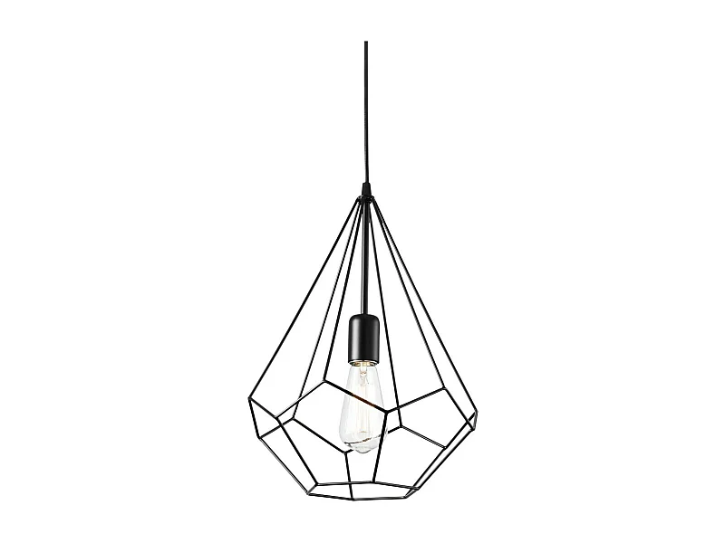 Ideal Lux Ampolla Plafonnier à 1 lumière, style cage noir mat, E27