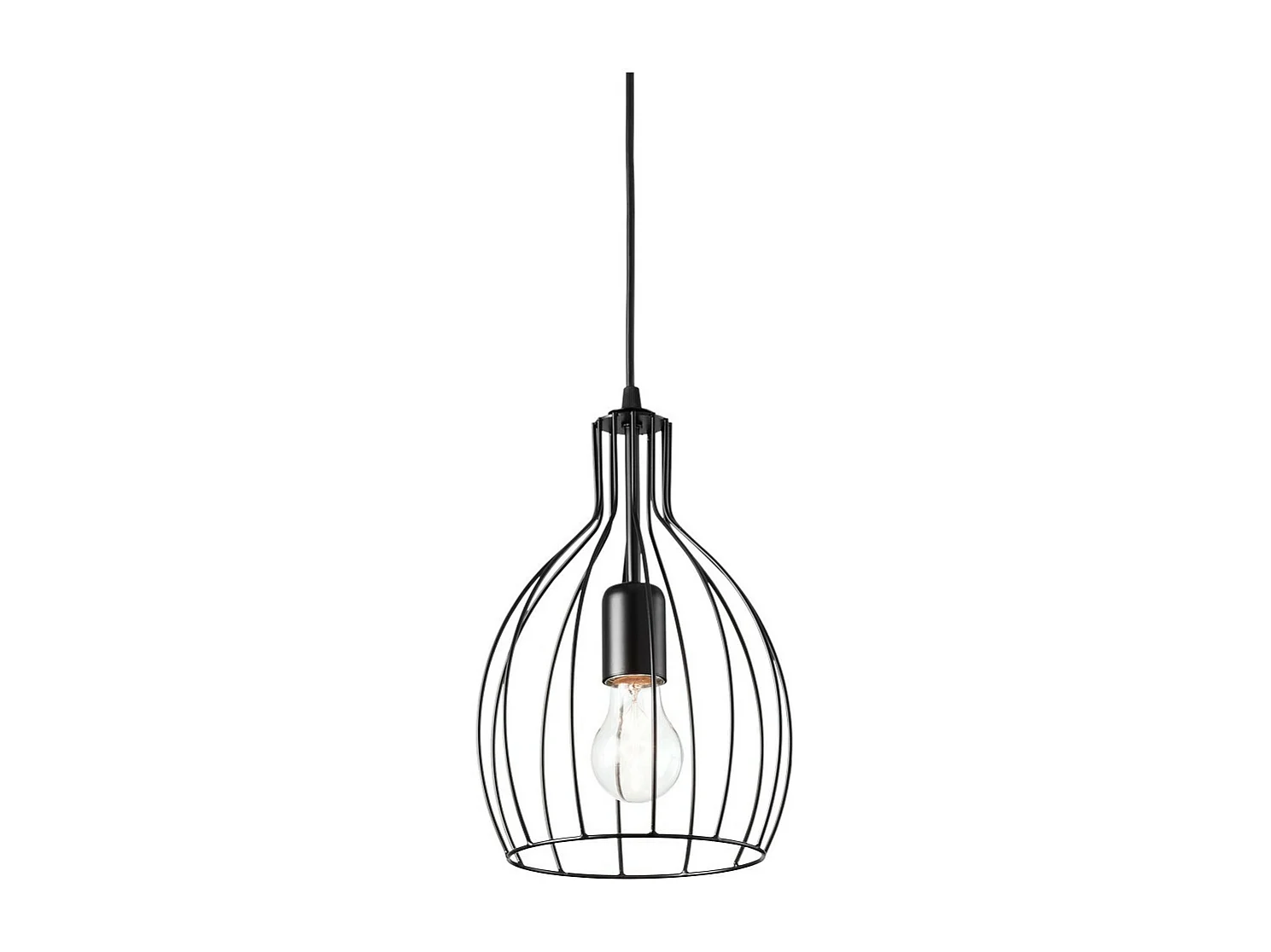 Ideal Lux Ampolla Plafonnier à 1 lumière, style cage noir mat, E27