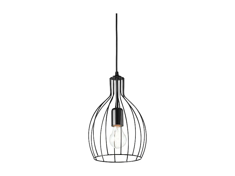 Ideal Lux Ampolla Plafonnier à 1 lumière, style cage noir mat, E27