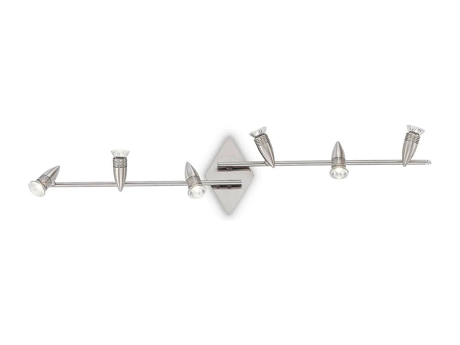 Ideal Lux Alfa - Barra de foco ajustable de 6 luces níquel, GU10