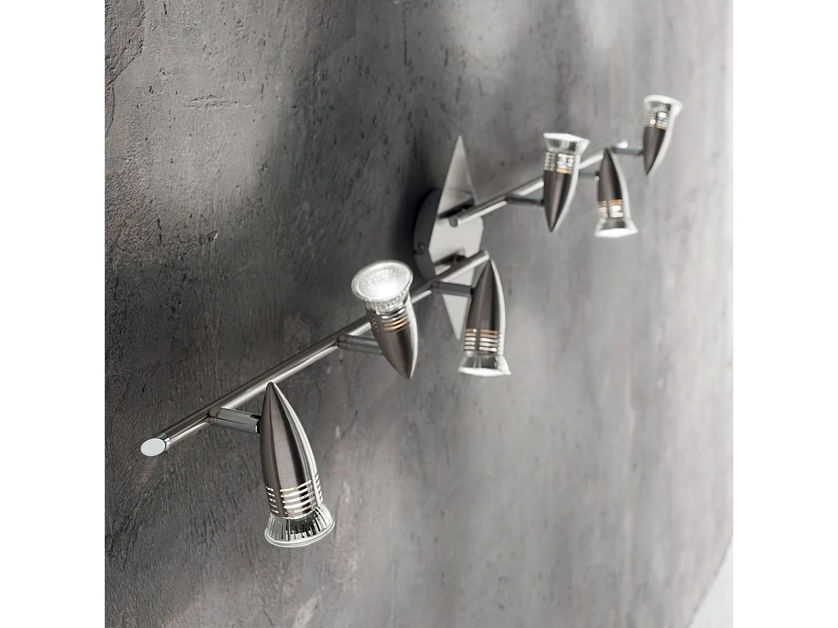 Ideal Lux Alfa - Barra de foco ajustable de 6 luces níquel, GU10